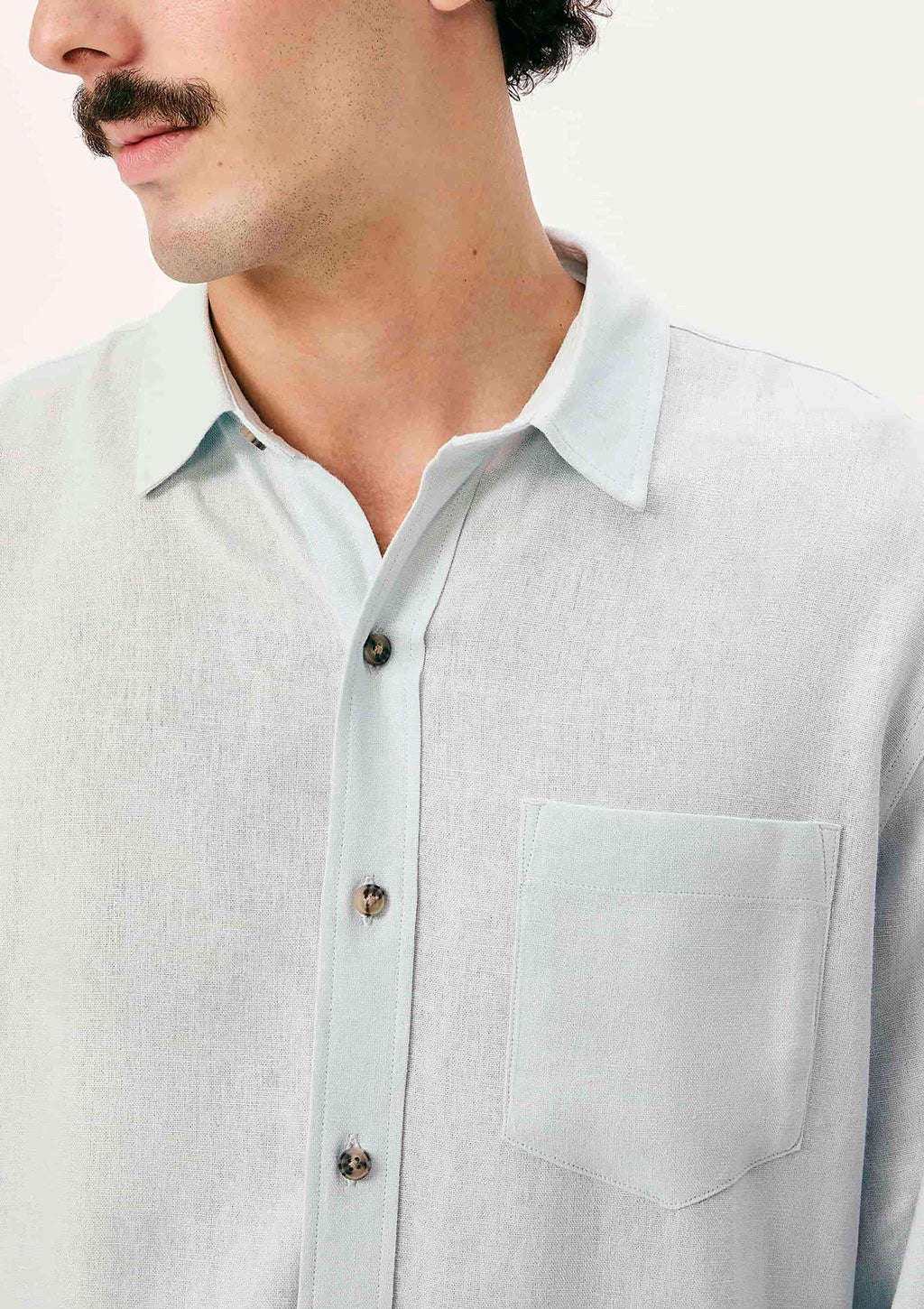 Camisa Manga Longa Slim Em Linho Hering Masculino - Azul