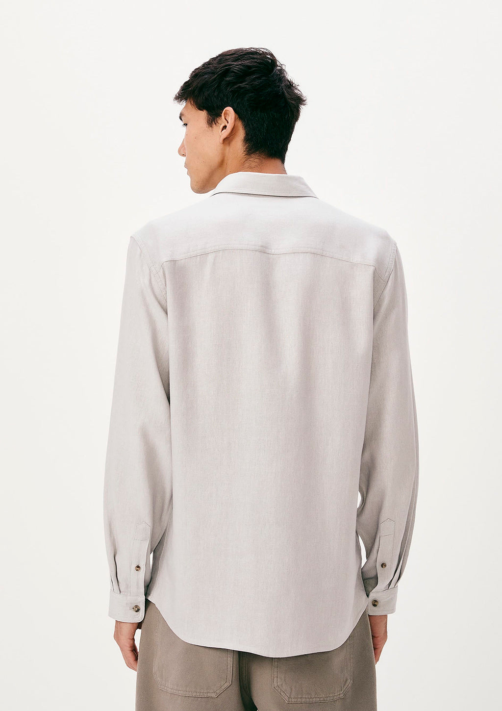 Camisa Manga Longa Slim Em Linho Hering Masculino - Bege
