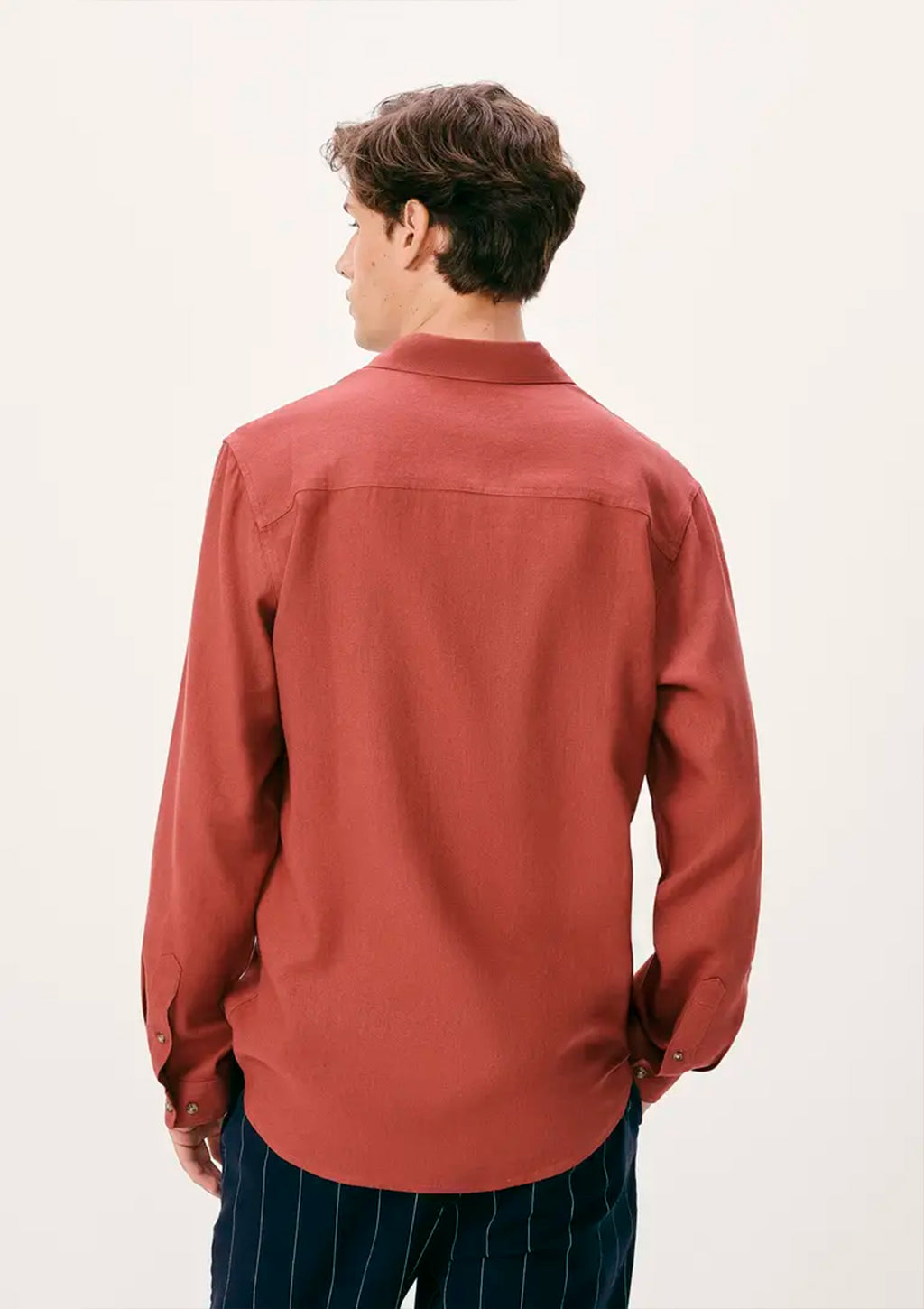 Camisa Manga Longa Slim Hering Em Linho Básica Masculina - Vermelho