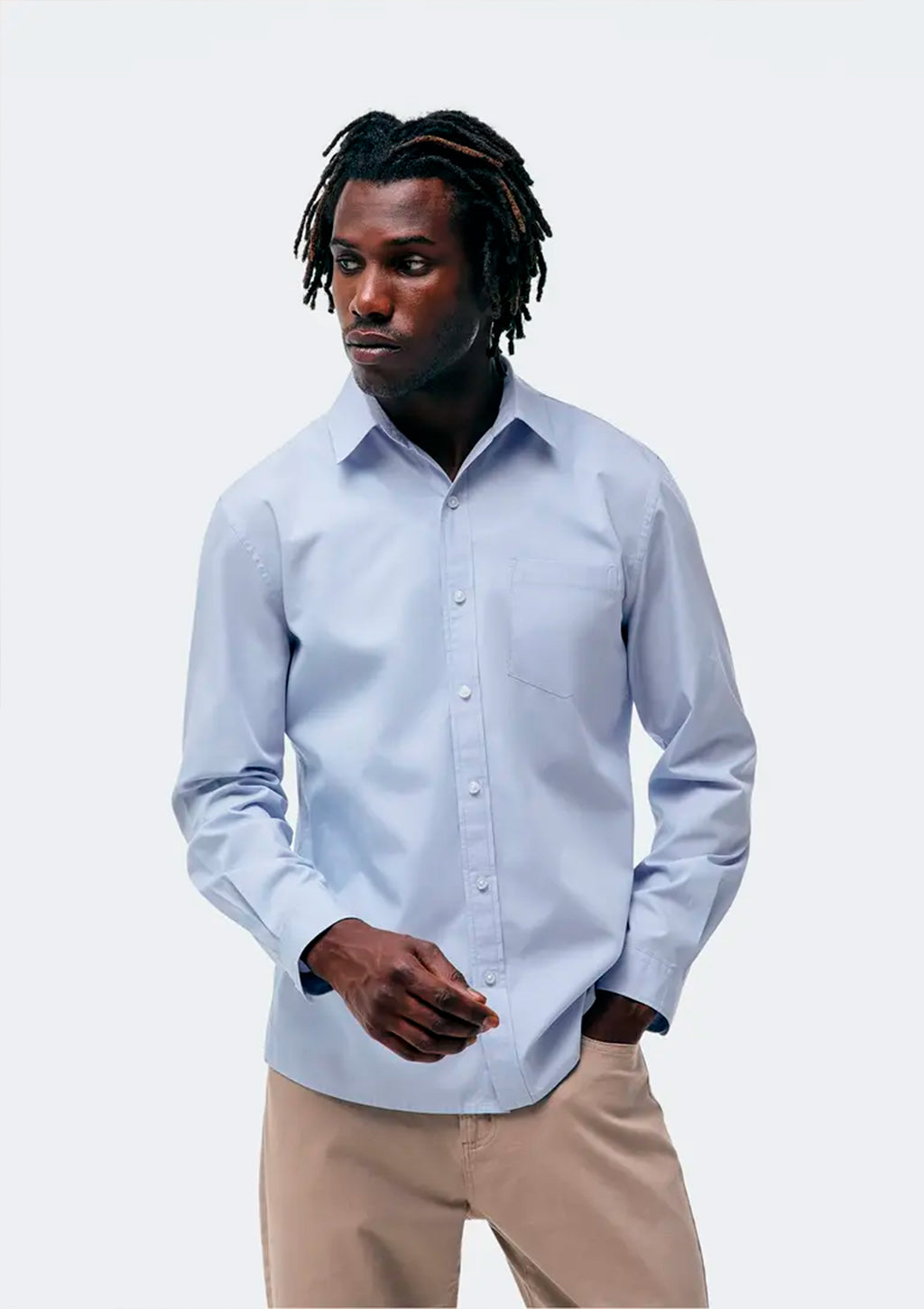 Camisa Manga Longa Slim Hering Básica Masculina - Azul