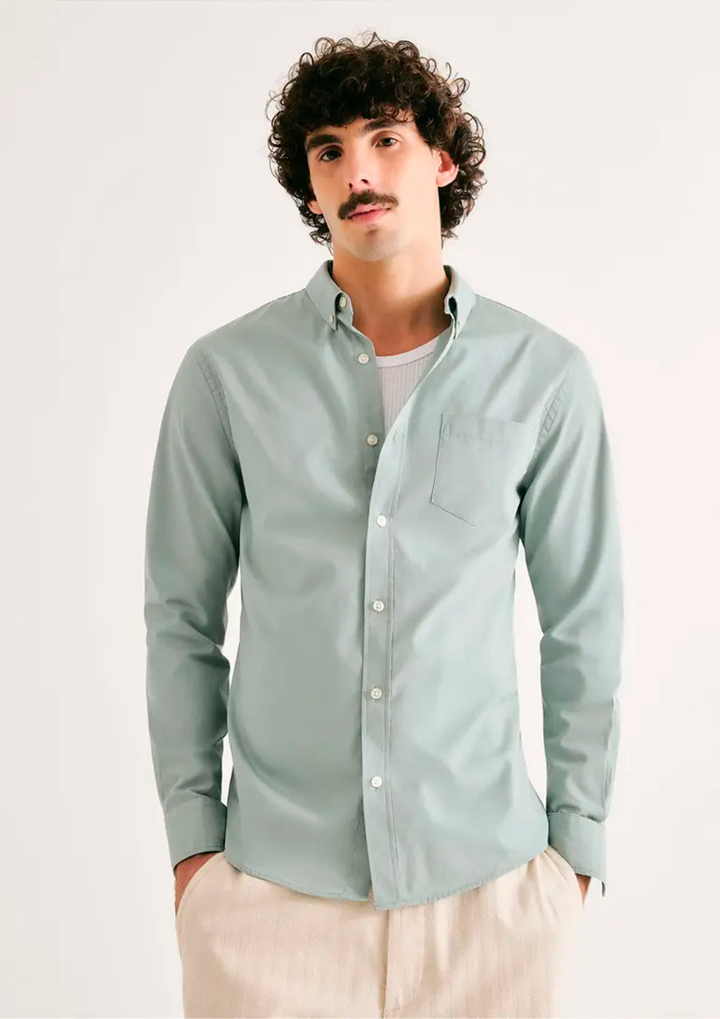 Camisa Manga Longa Slim Hering Básica Masculina - Azul