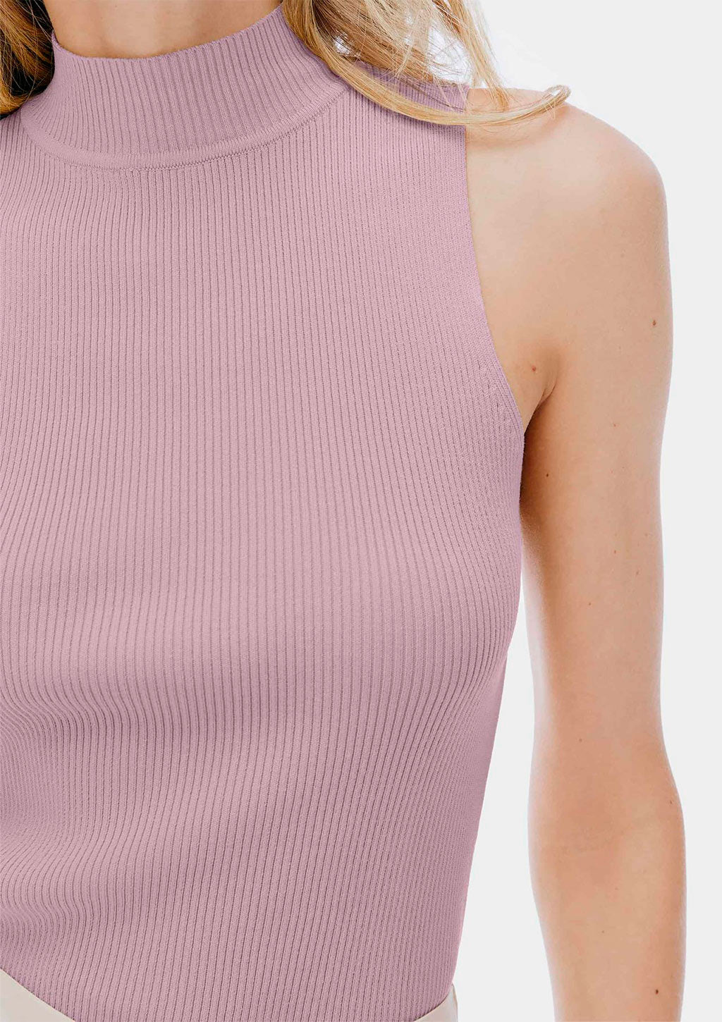 Regata Gola Alta Hering Em Tricot Canelado Feminino - Lilás