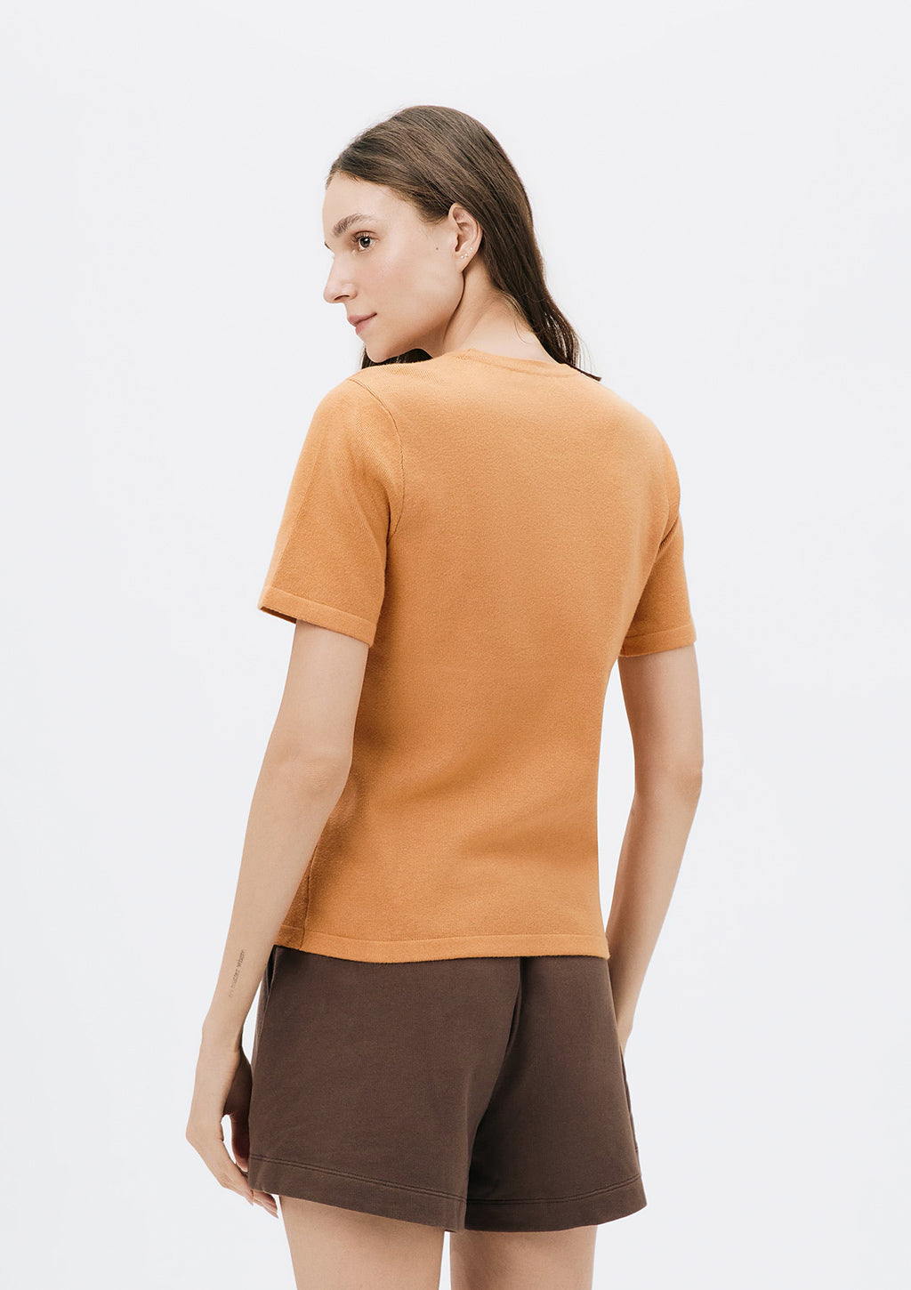 Blusa Manga Curta Em Tricô Hering Feminino - Laranja