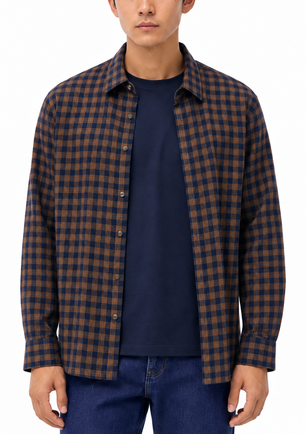 Camisa Manga Longa Xadrez Em Linho Masculino Hering - Azul