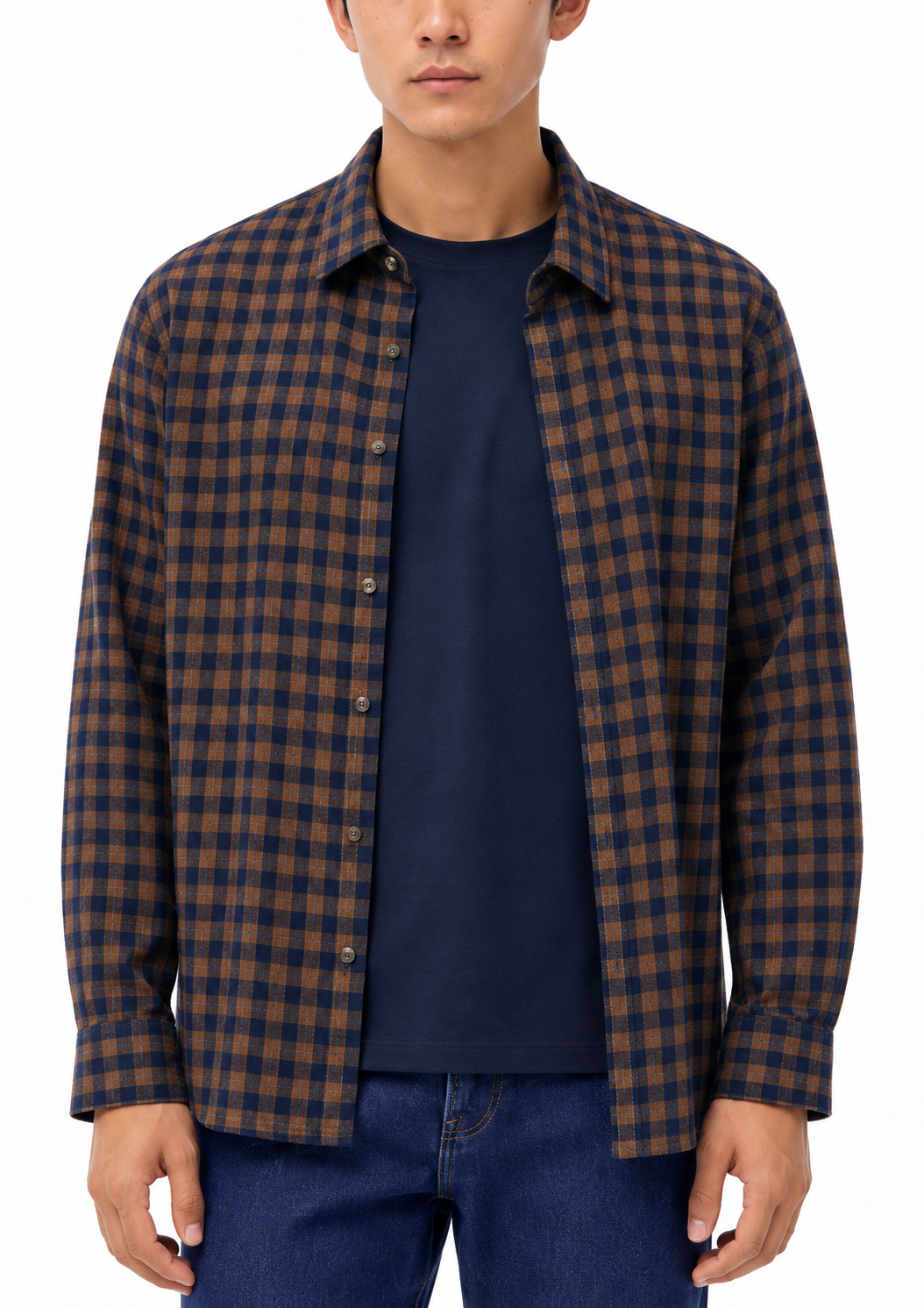 Camisa Manga Longa Xadrez Em Linho Masculino Hering - Azul