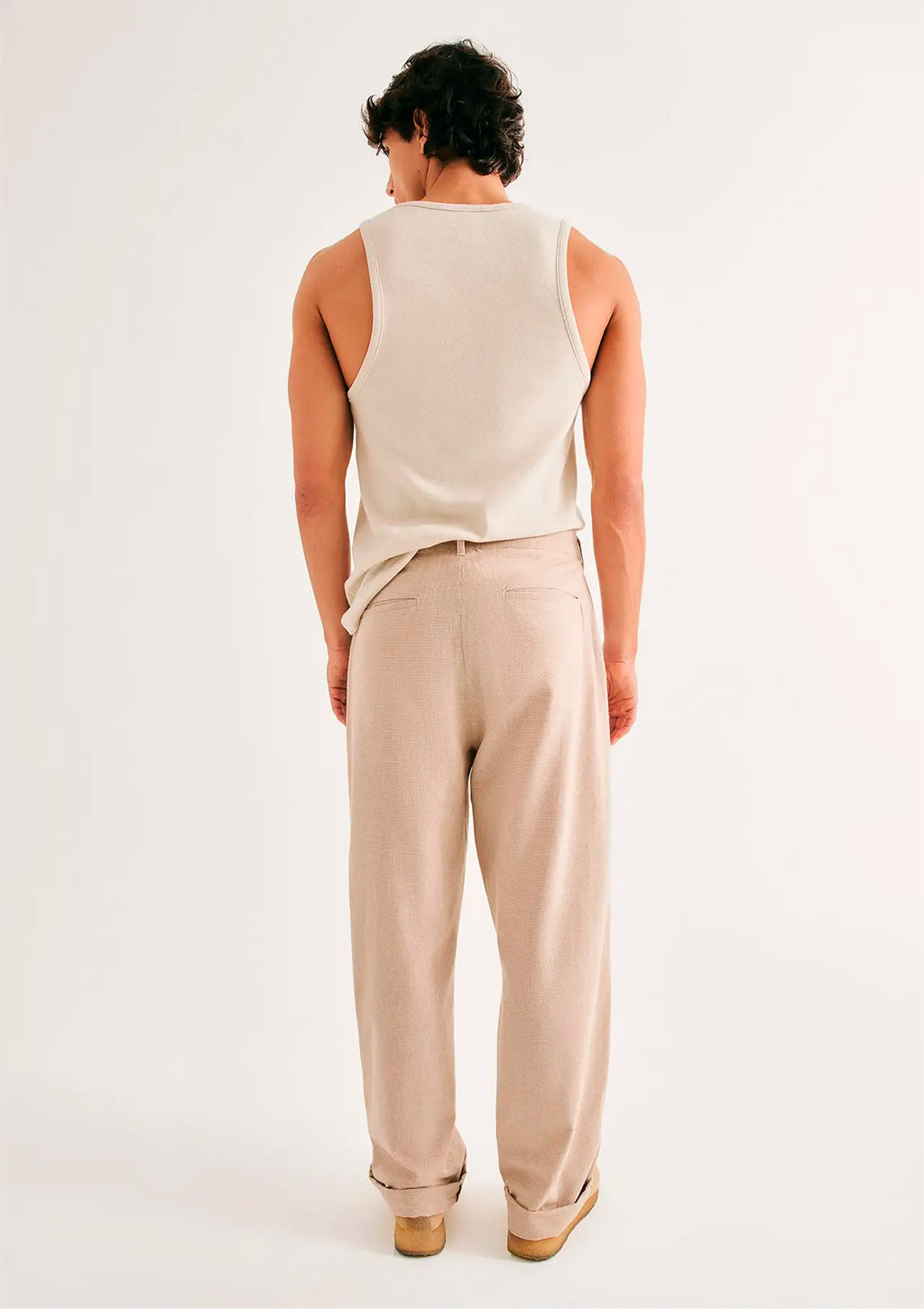 Calça Reta Em Alfaiataria Hering Com Linho Masculina - Bege