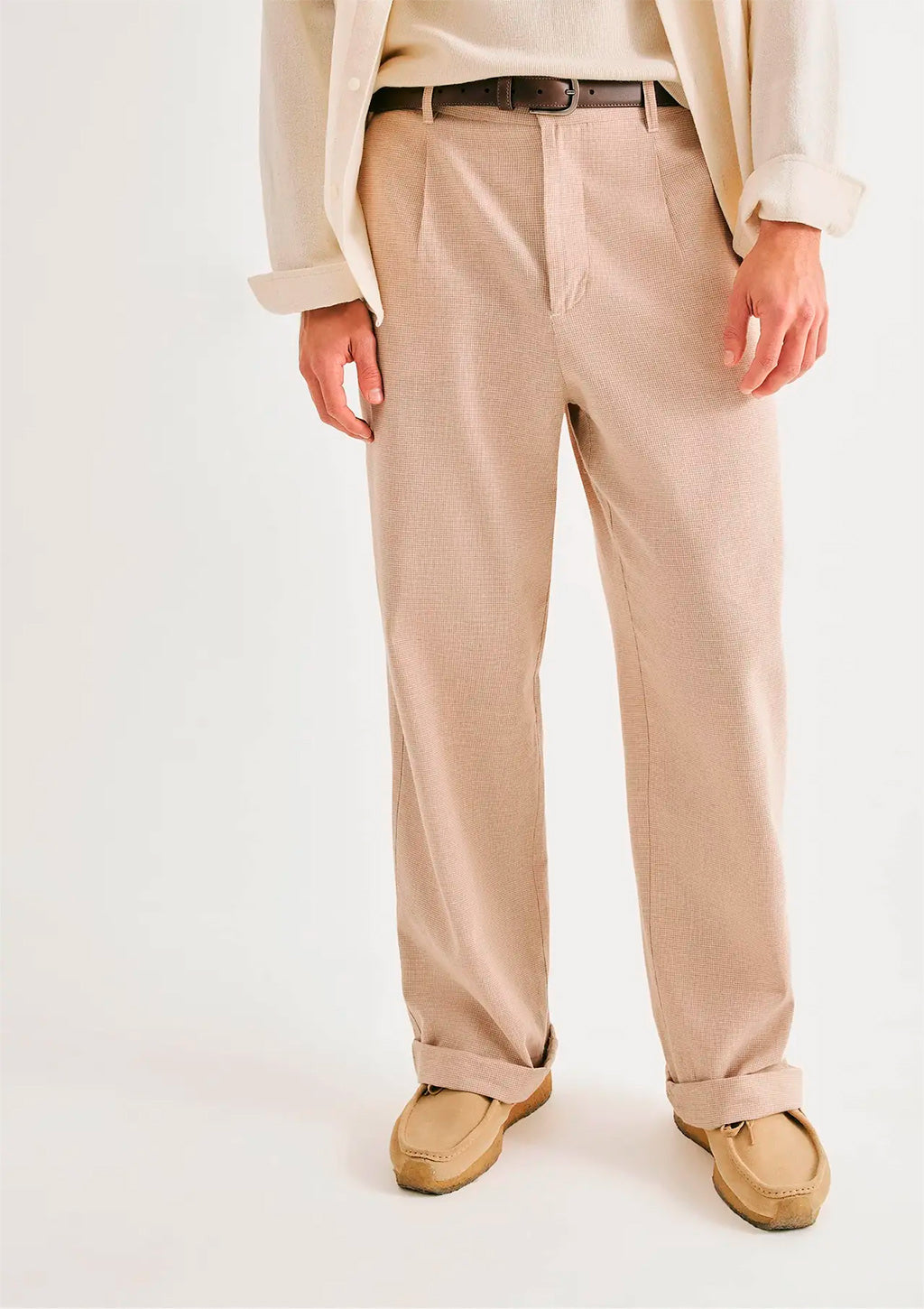 Calça Reta Em Alfaiataria Hering Com Linho Masculina - Bege