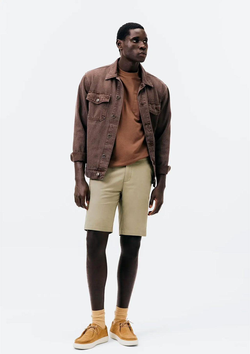 Bermuda Reta Chino Em Sarja Hering Masculina - Bege