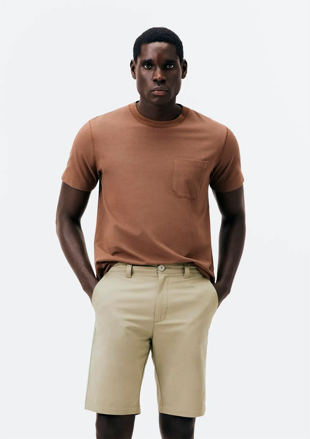 Bermuda Reta Chino Em Sarja Hering Masculina - Bege