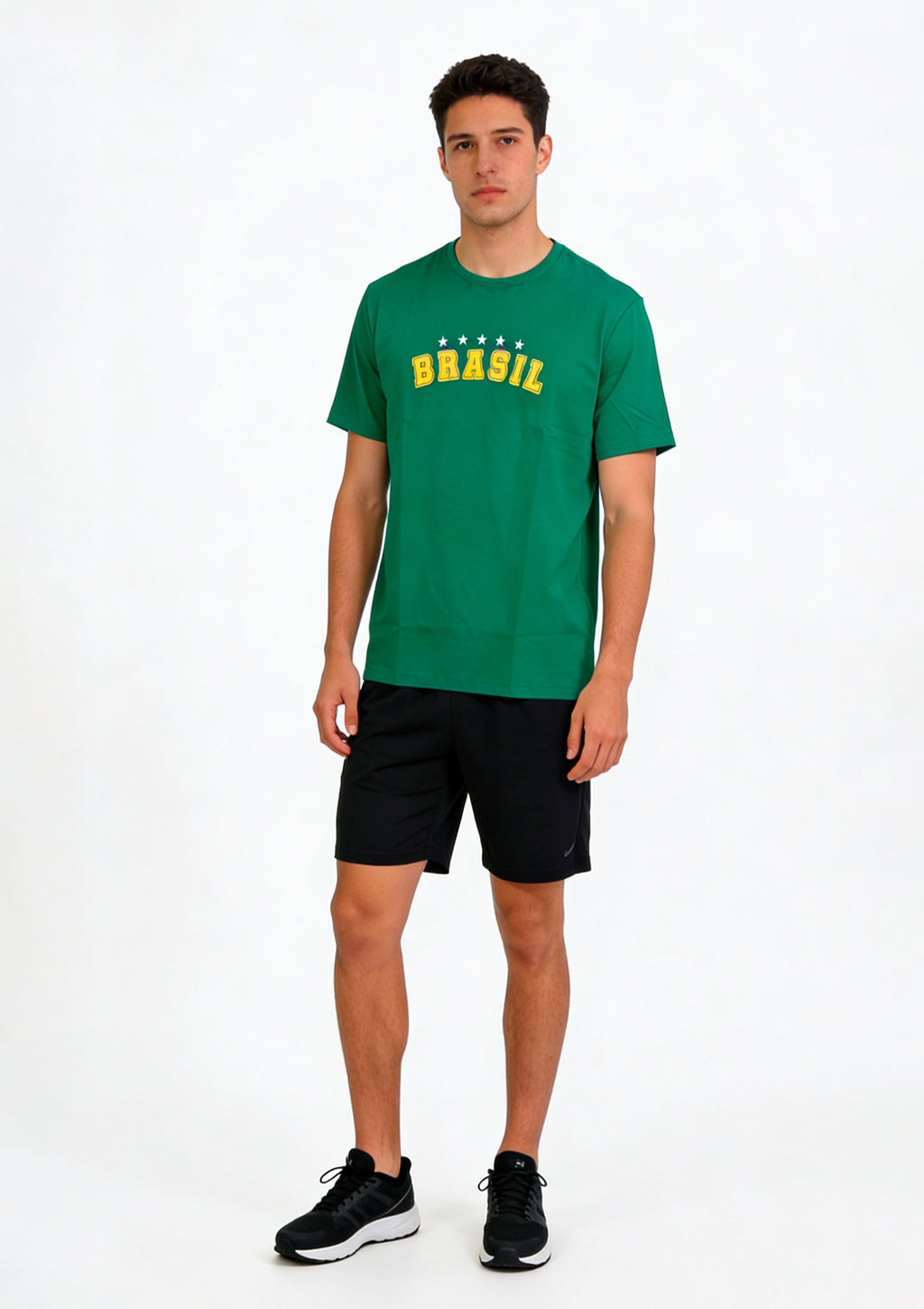 Camiseta Manga Curta Brasil Copa do Mundo Masculina Verde Leash