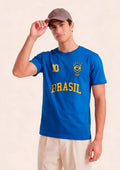 Camiseta Manga Curta Brasil Copa do Mundo Masculina Azul Leash