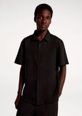 Camisa Manga Curta Slim Hering Com Linho Masculina - Preto
