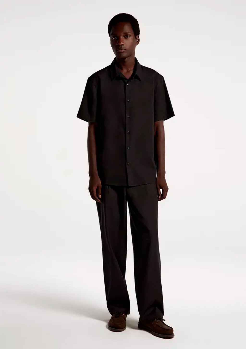 Camisa Manga Curta Slim Hering Com Linho Masculina - Preto