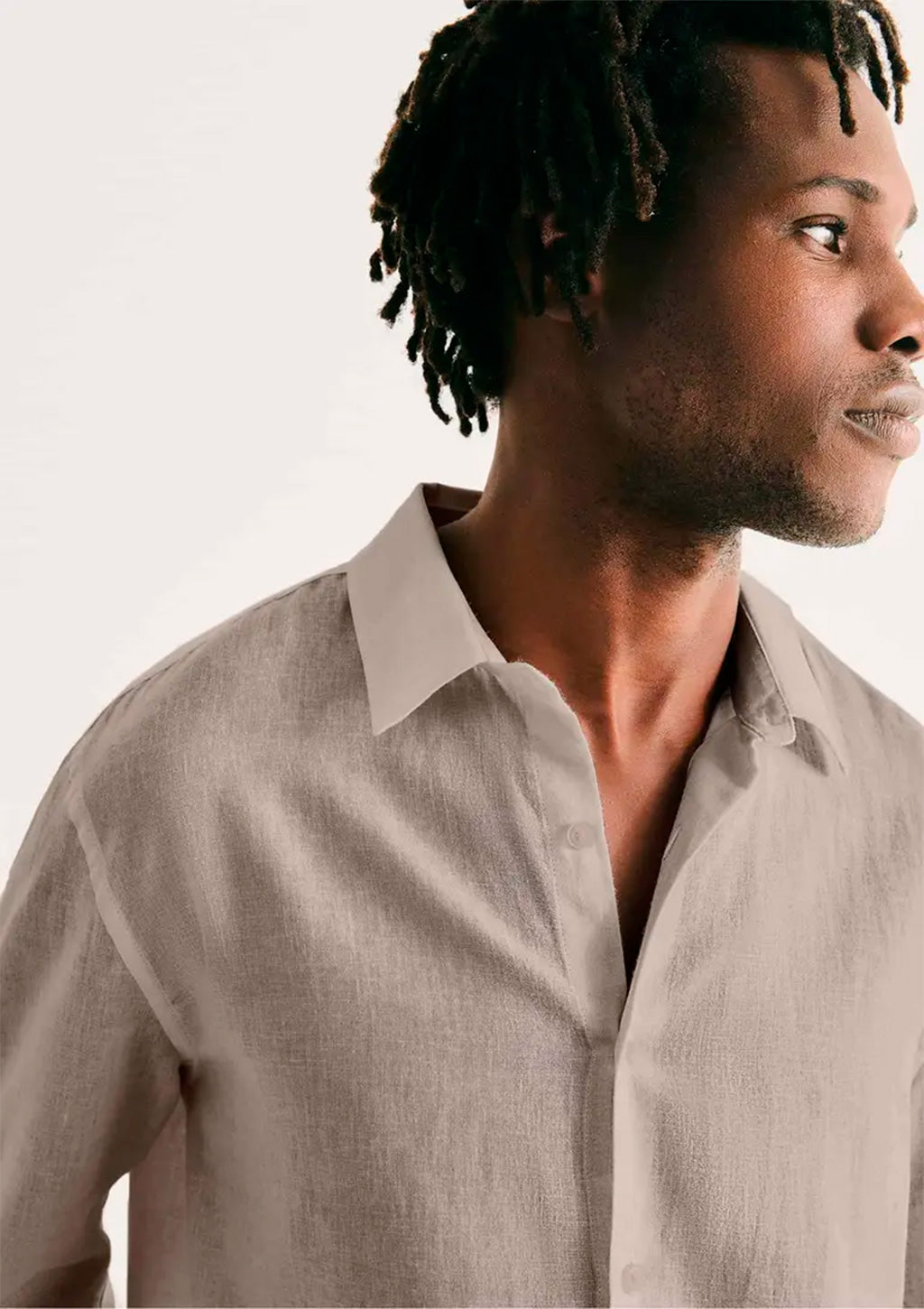 Camisa Manga Longa Slim Hering Com Linho Masculina - Bege