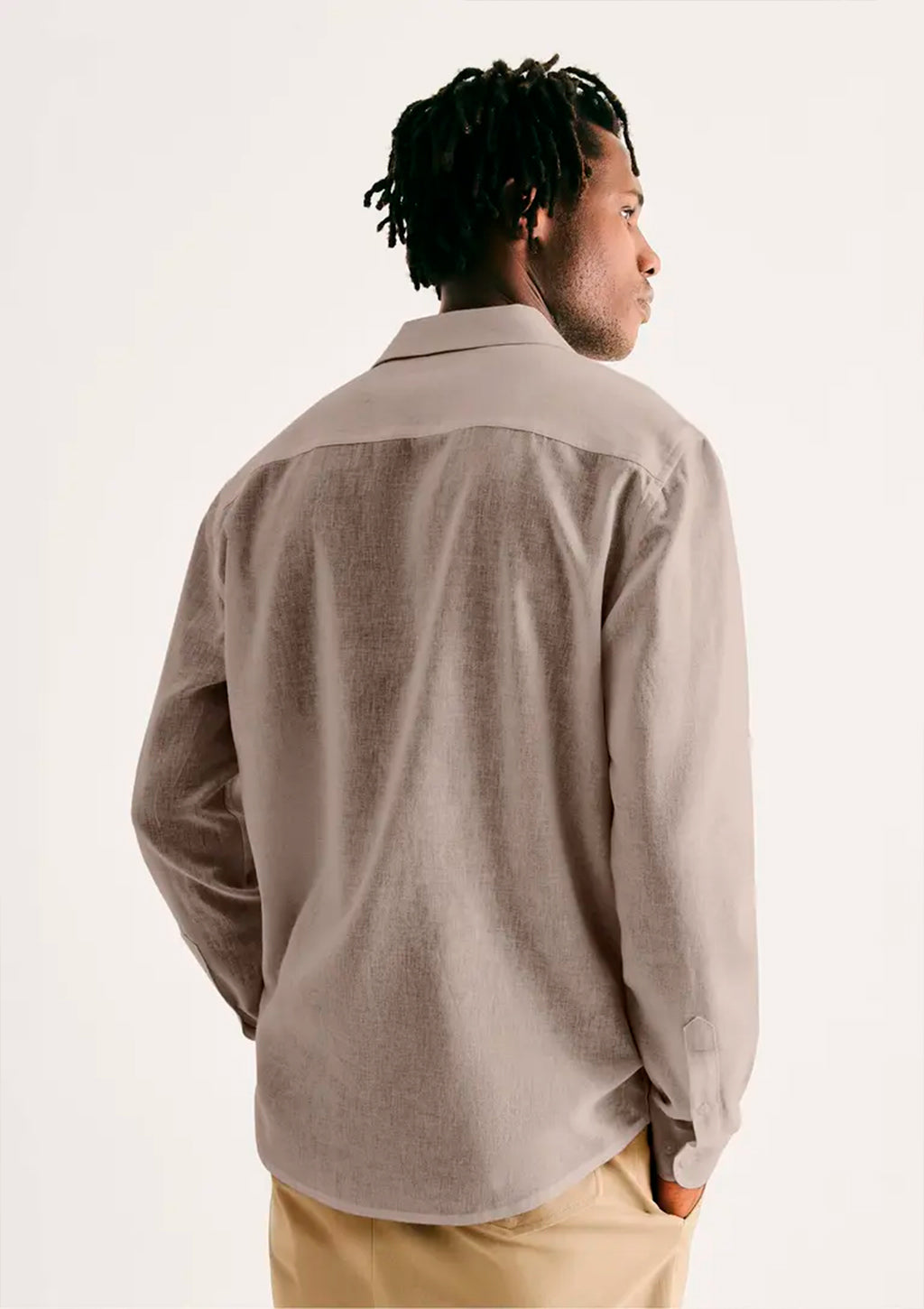 Camisa Manga Longa Slim Hering Com Linho Masculina - Bege