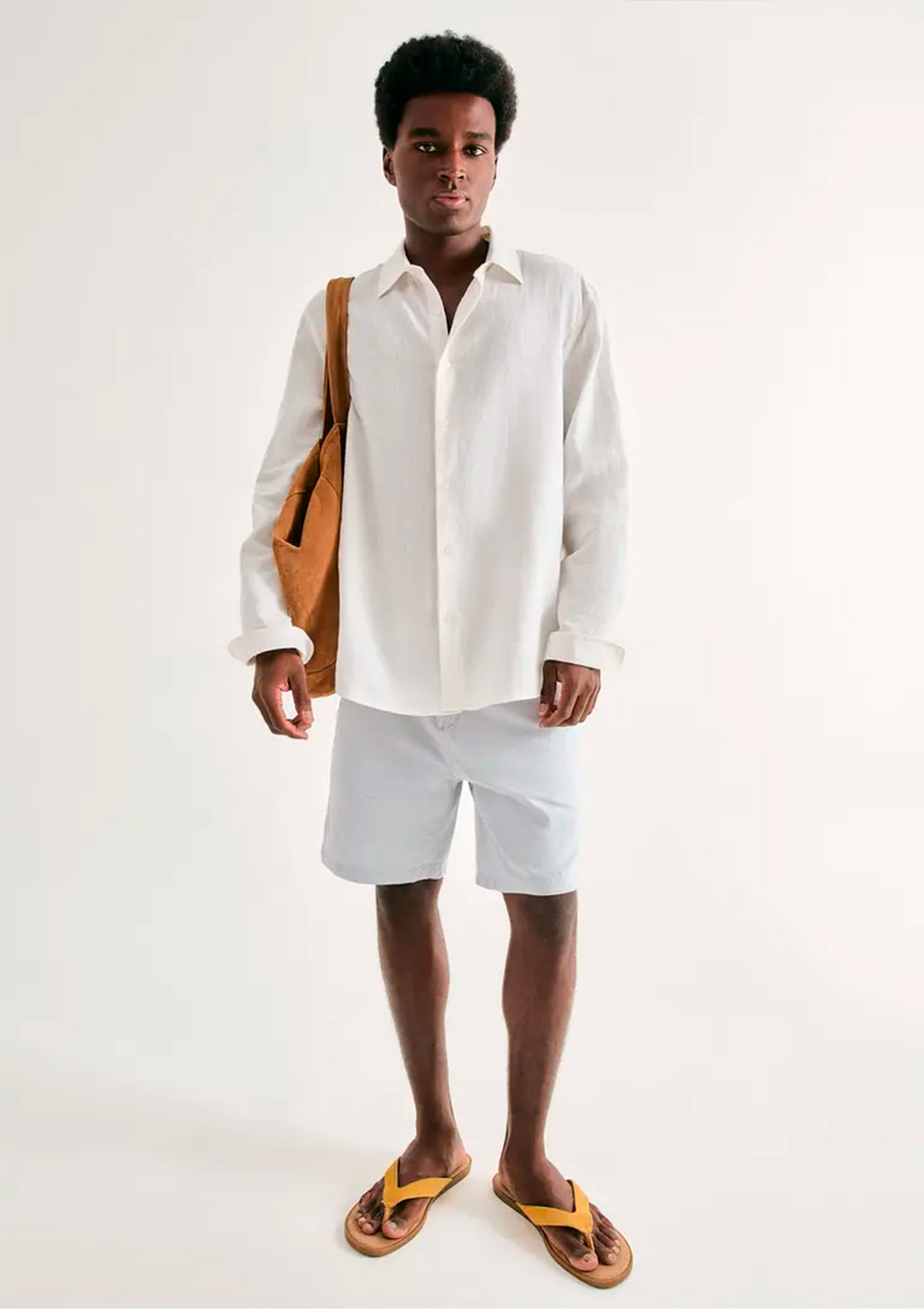 Camisa Manga Longa Slim Hering Com Linho Masculina - Branco
