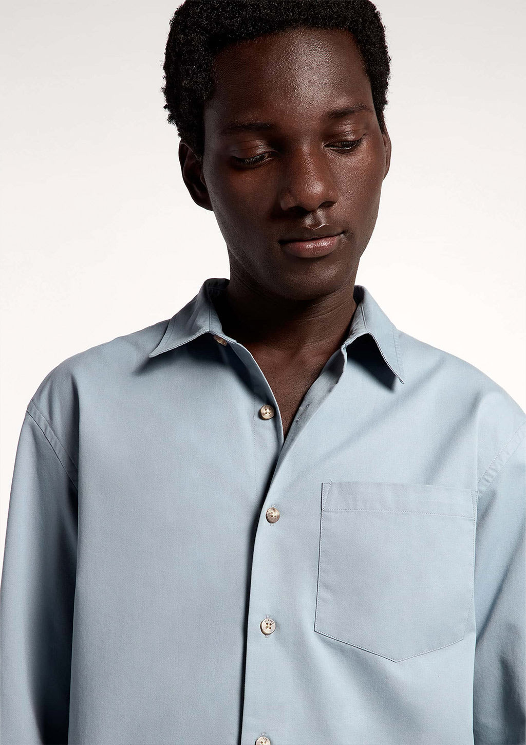 Camisa Manga Longa Em Algodão Hering Masculino - Azul