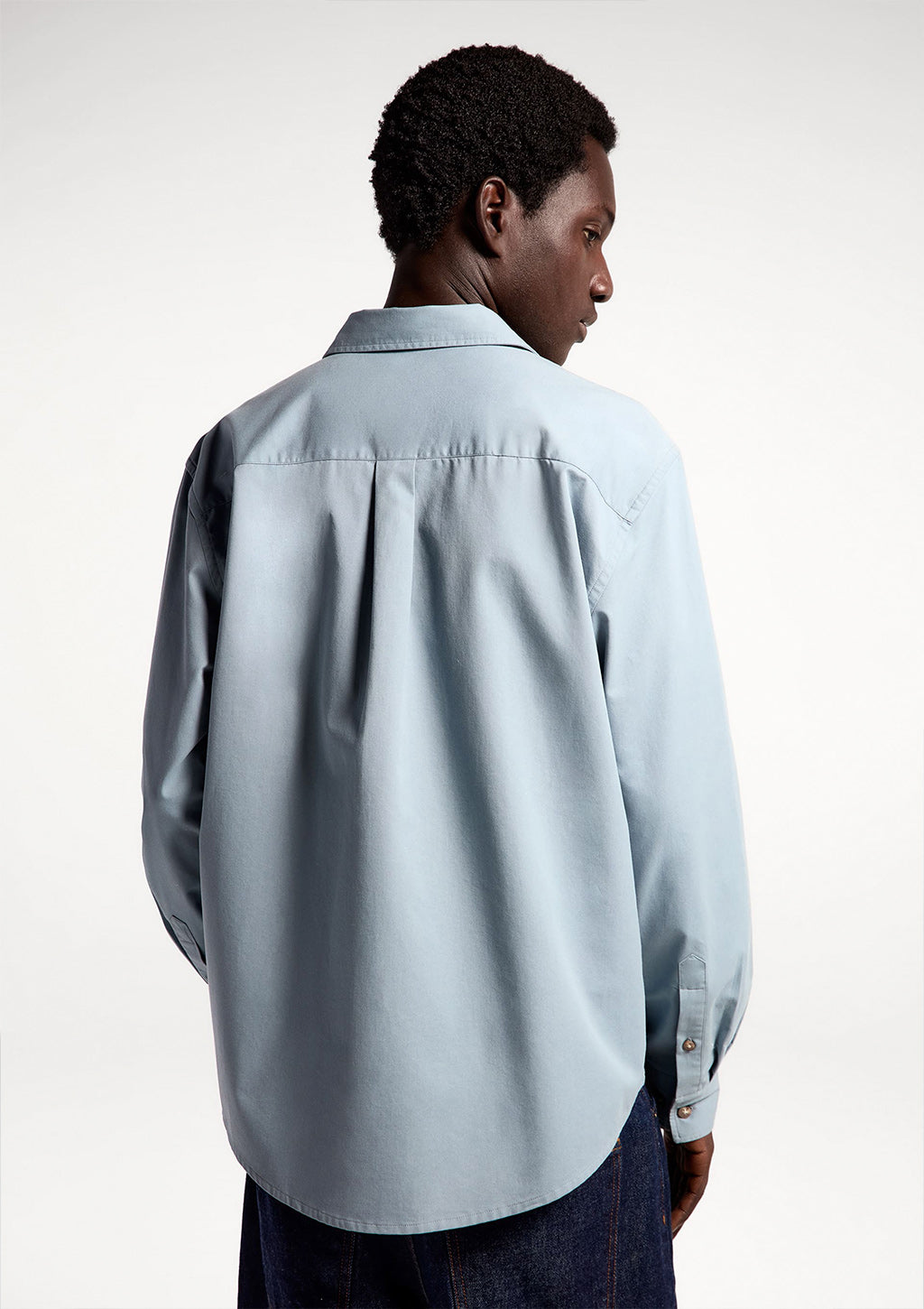 Camisa Manga Longa Em Algodão Hering Masculino - Azul