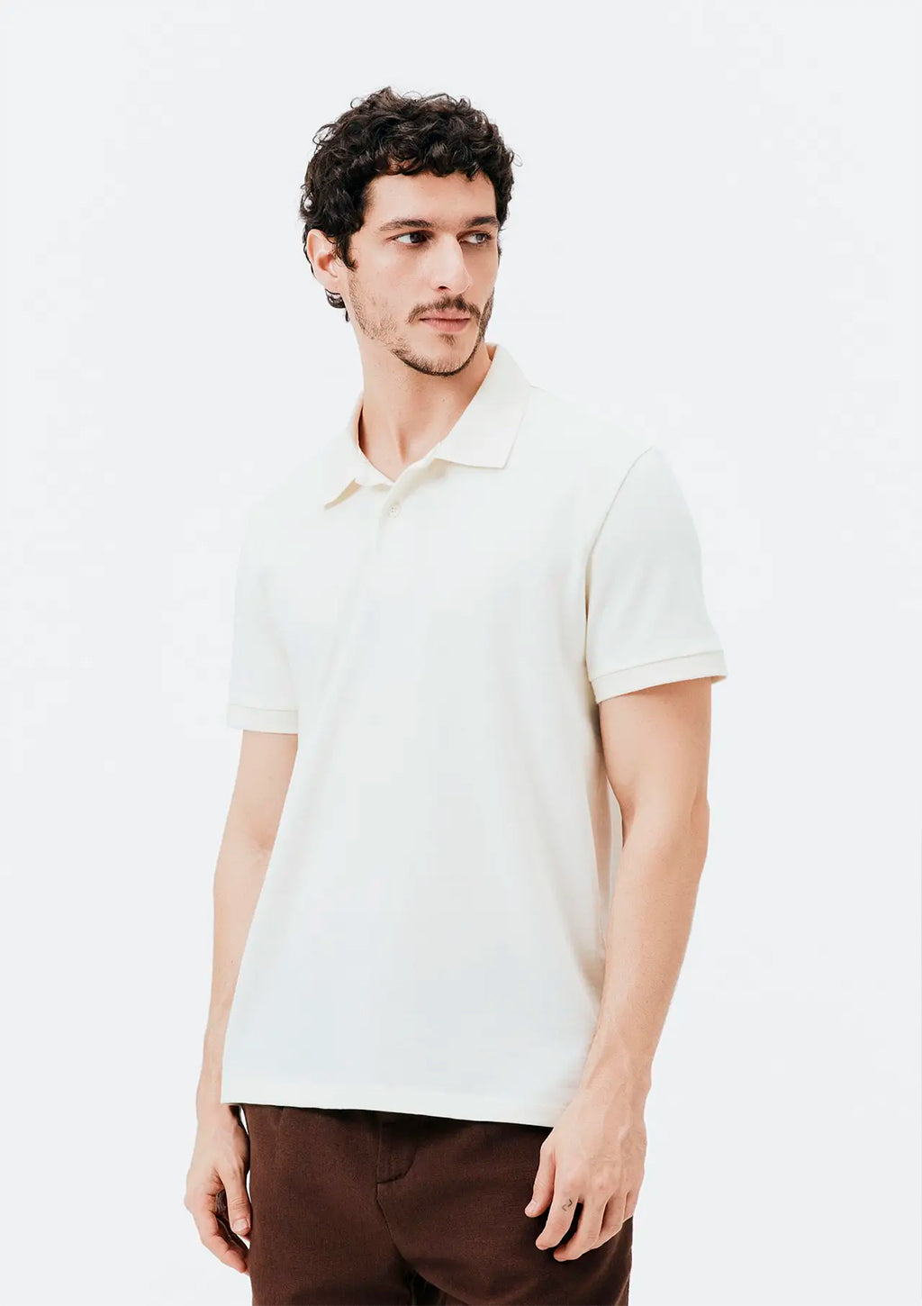 Camisa Polo Manga Curta Em Piquet Hering Masculino - Off White