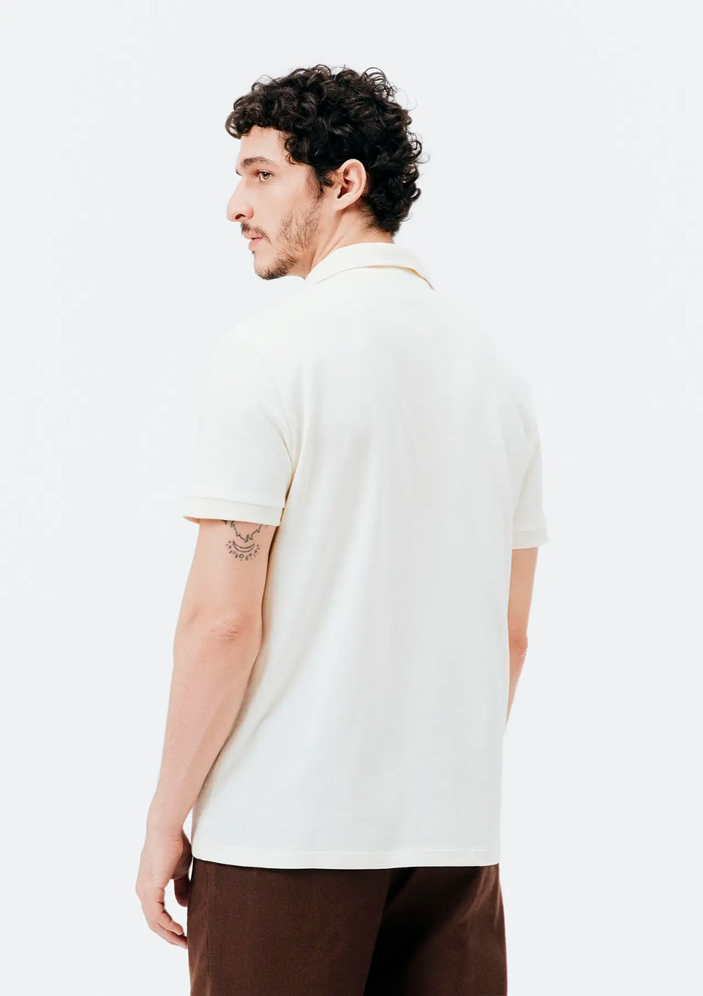 Camisa Polo Manga Curta Em Piquet Hering Masculino - Off White
