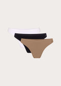 Kit 3 Calcinhas Tanga Em Malha Hering - Multicolorido (bege/preta/branca)