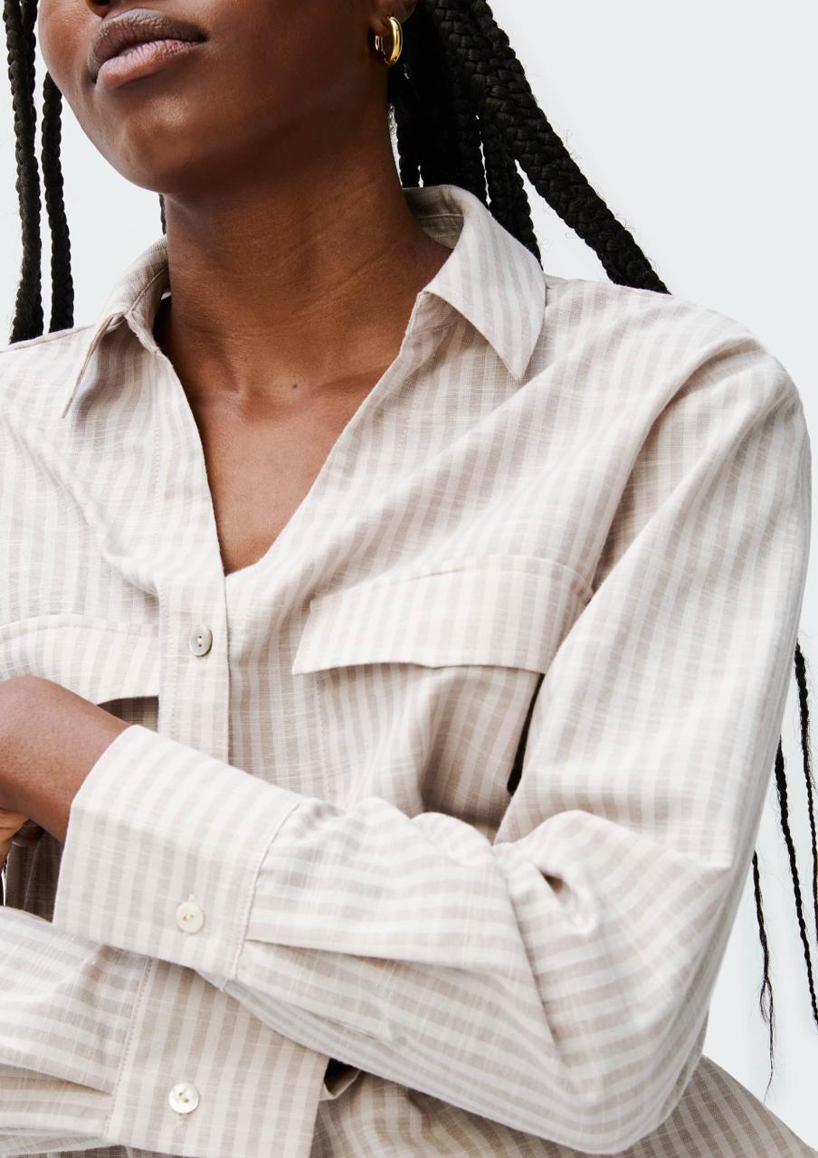 Camisa Feminina Manga Longa Fio Tinto Hering - Cinza