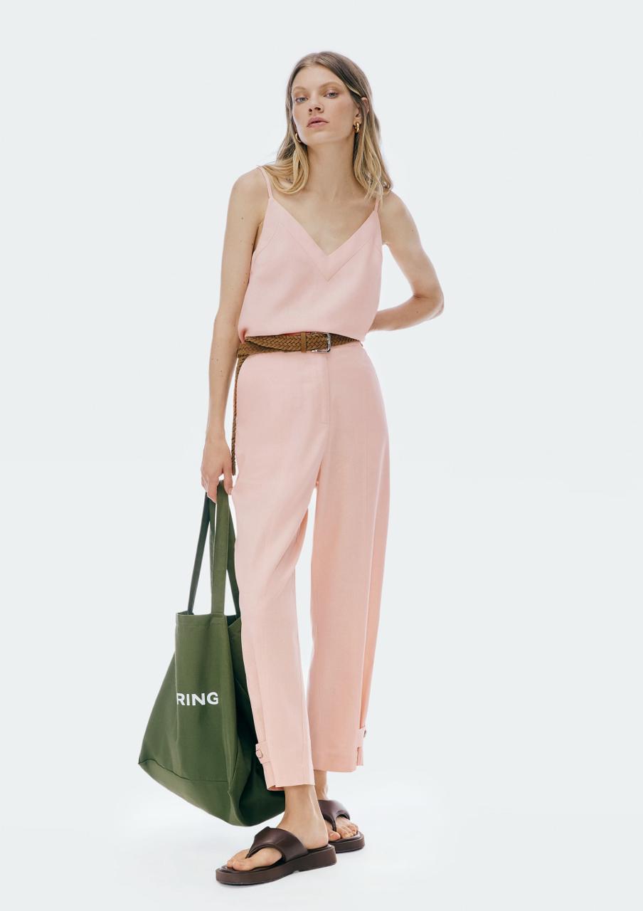 Calça Feminina Em Alfaiataria Com Linho Hering - Rosa