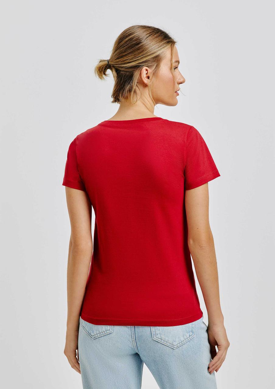 Camiseta Básica Feminina Slim World Hering - Vermelho