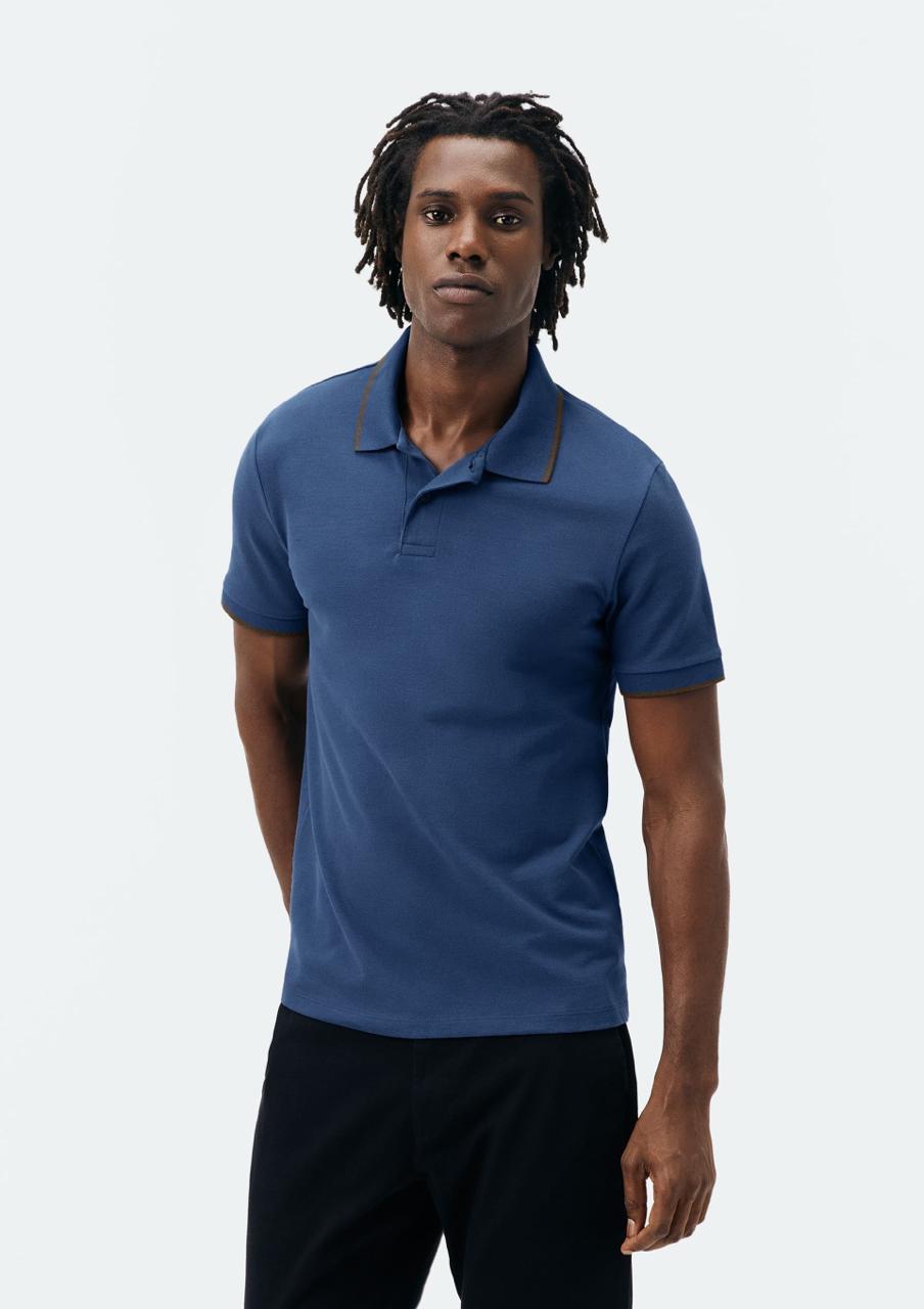 Camisa Polo Básica Masculina Manga Curta Em Piquet Hering - Azul