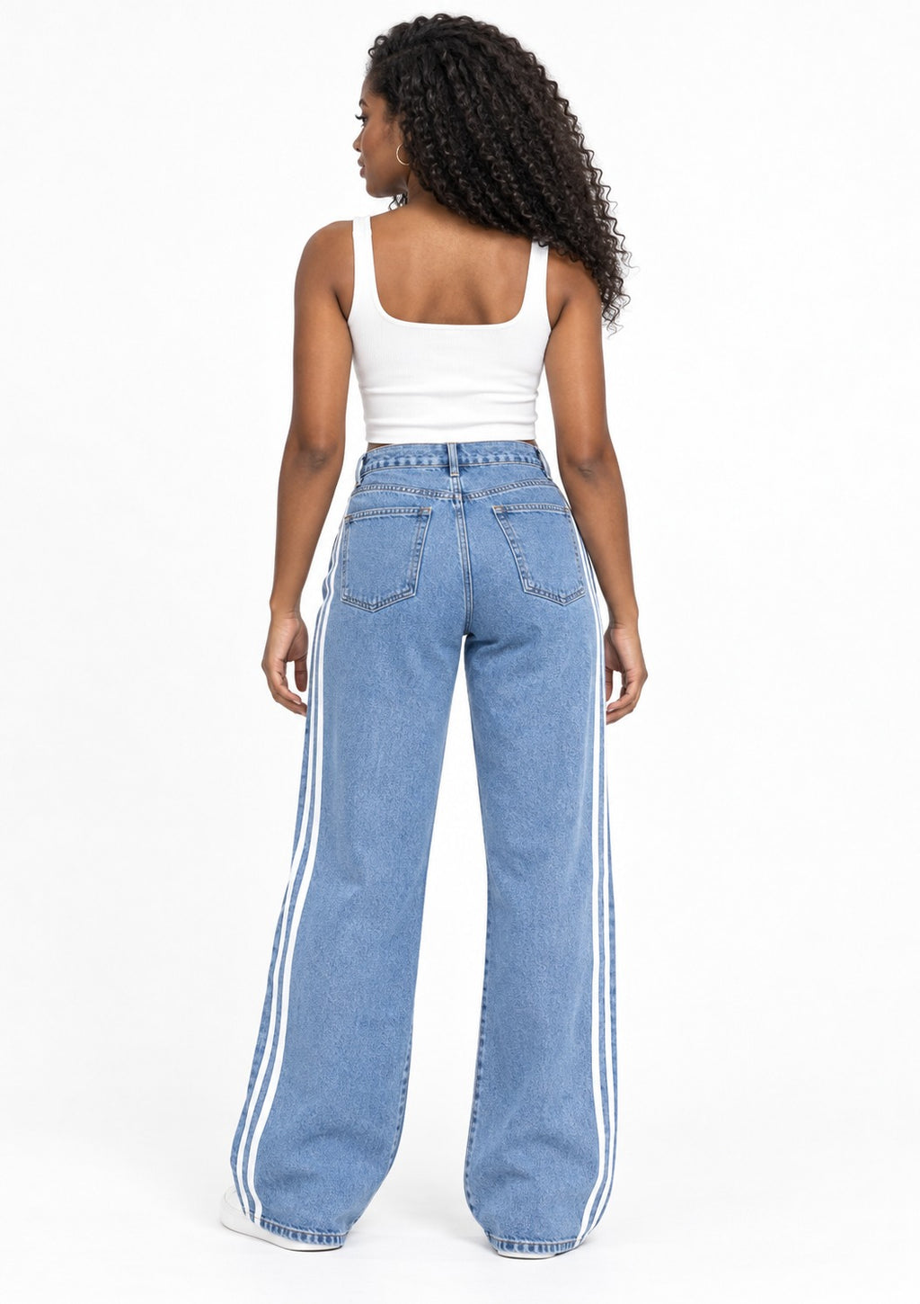 Calça Jeans Wide Leg Sawary Feminina - Azul