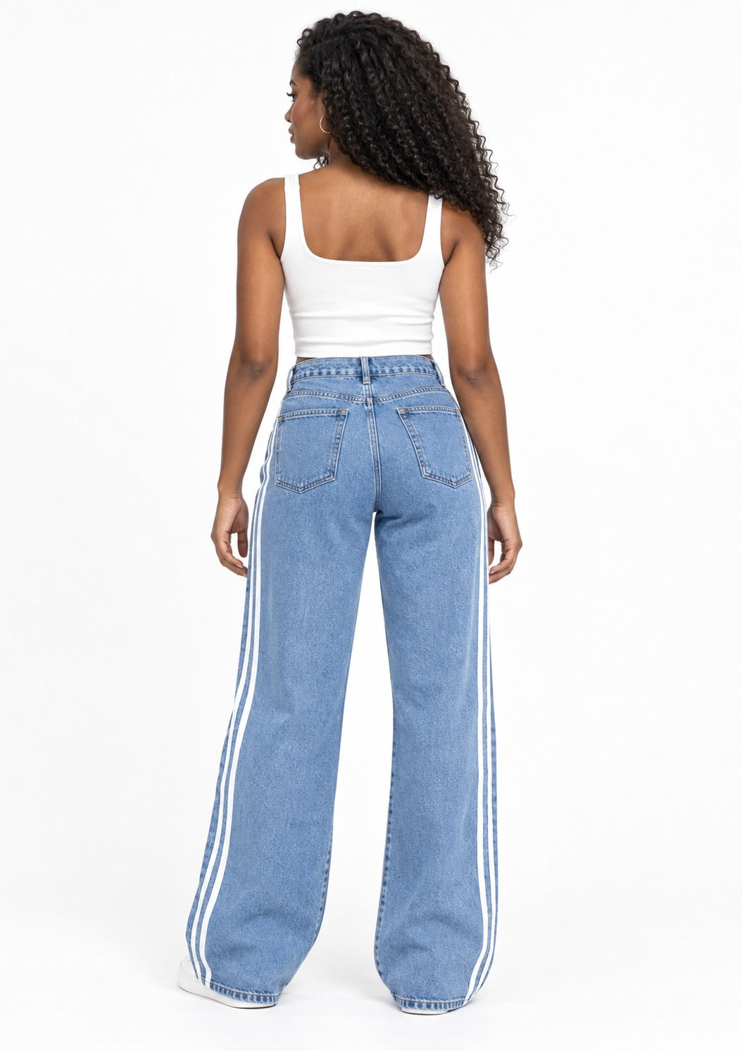 Calça Jeans Wide Leg Sawary Feminina - Azul