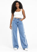 Calça Jeans Wide Leg Sawary Feminina - Azul