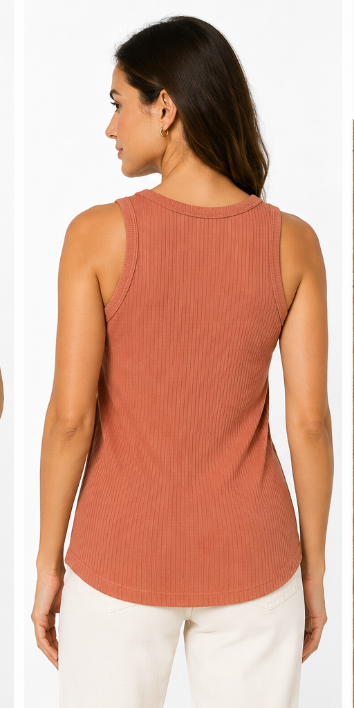 Blusa Regata Canelada Doce Trama Feminina - Canela