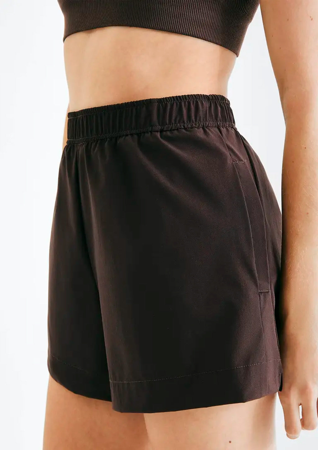 Shorts Esportivo Hering Cintura Alta Feminino - Marrom