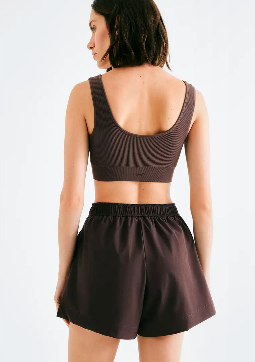 Shorts Esportivo Hering Cintura Alta Feminino - Marrom