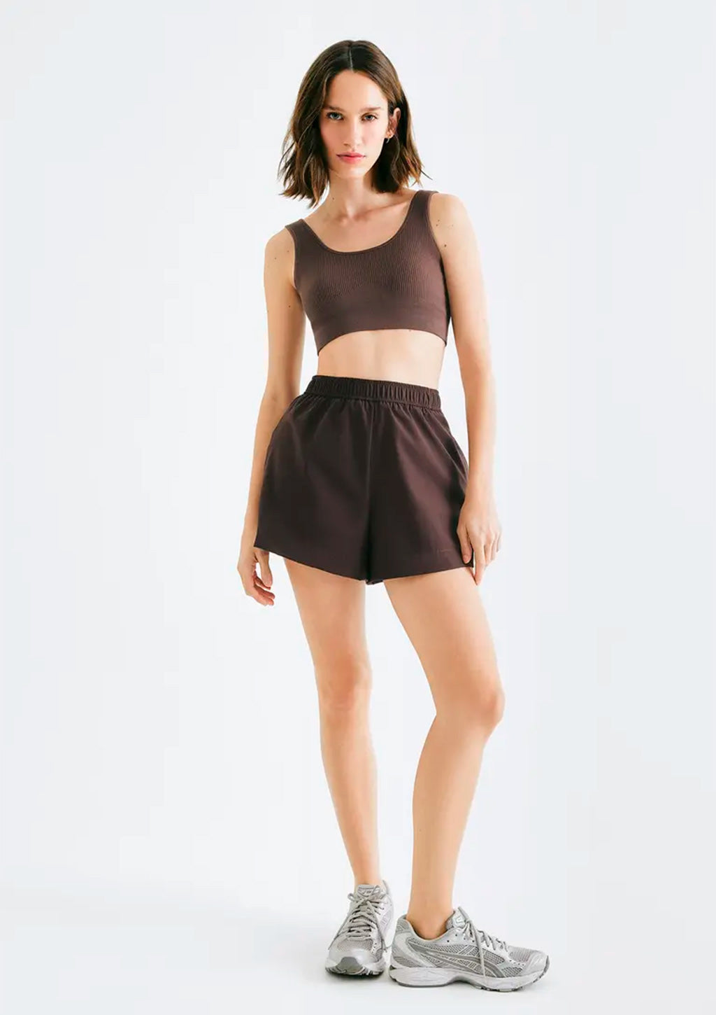 Shorts Esportivo Hering Cintura Alta Feminino - Marrom