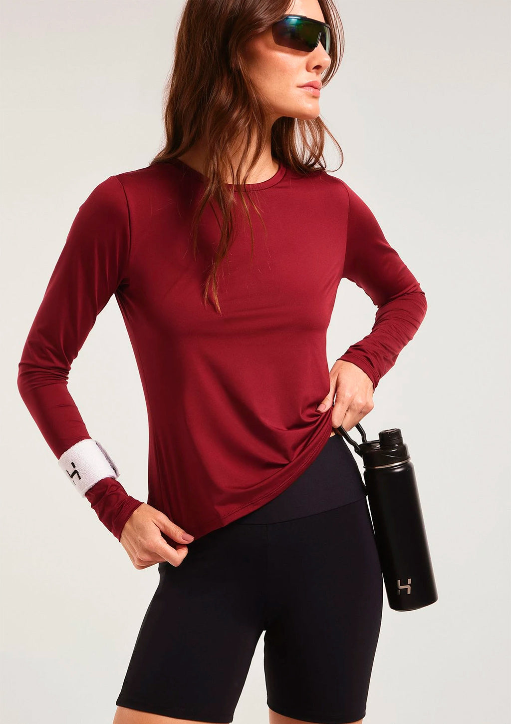 Camiseta Manga Longa Esportiva Hering Com Proteção Uv Feminina - Vermelho