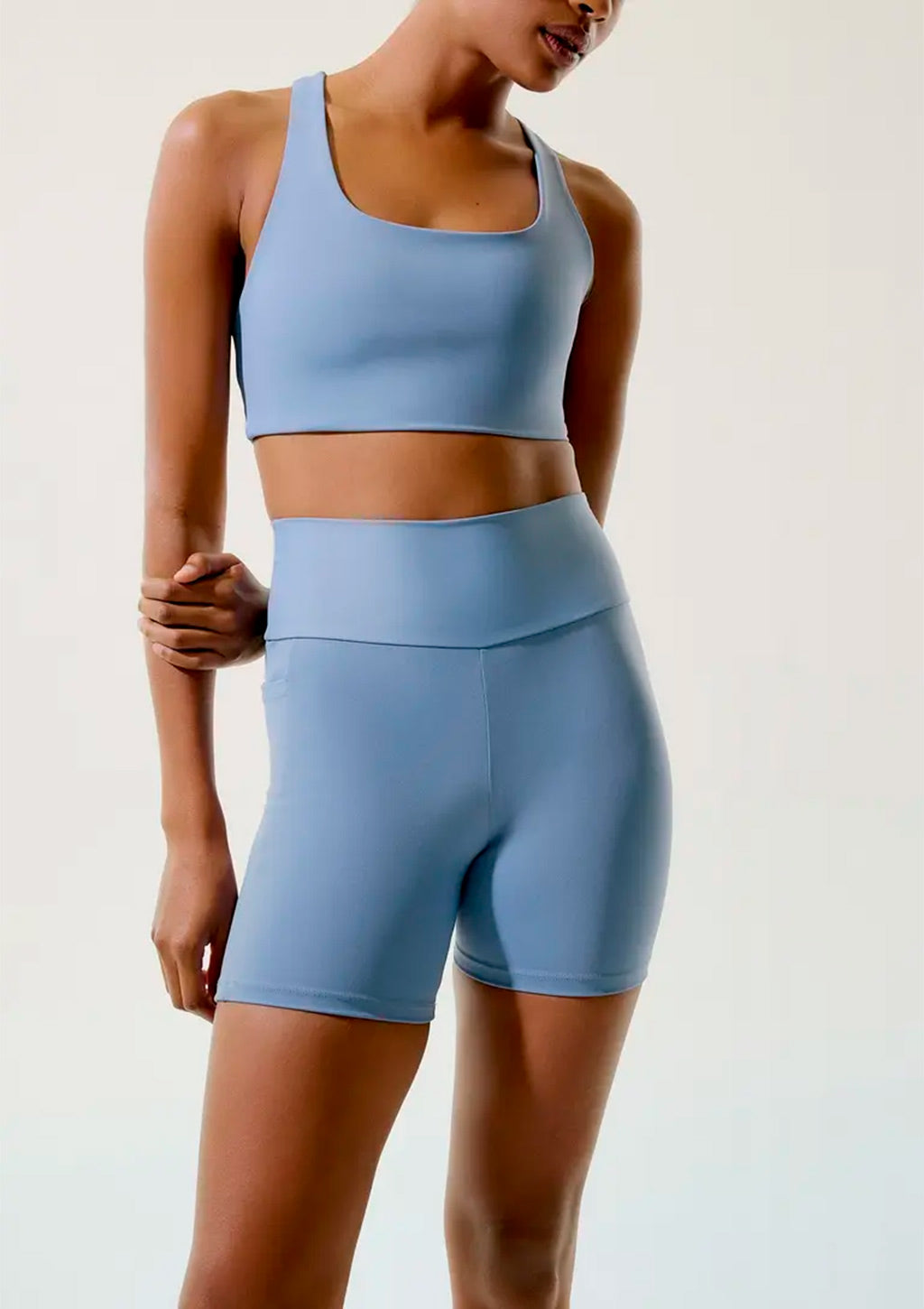 Bermuda Biker Esportiva Hering Com Fio Lycra Feminina - Azul