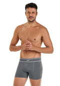 Cueca Boxer Sem Costura Com Cós Listrado Zee Rucci Masculino - Cinza