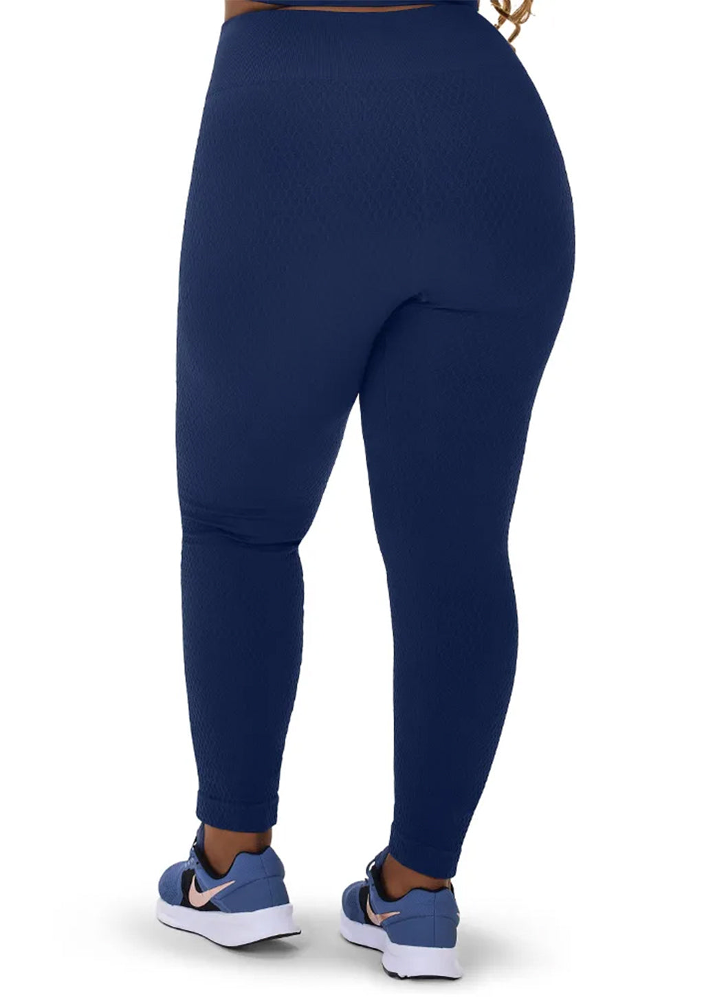 Calça Legging Plus Size Fitness Jacquard Colmeia Zee Rucci Sem Costura Feminino - Azul Marinho